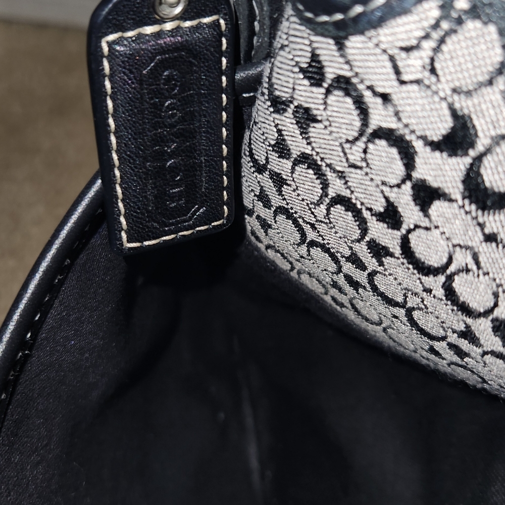 VINTAGE COACH 6376 buckle Women's Signature Crossbody Bag Black Gray Jacquard - Picture 15 of 16